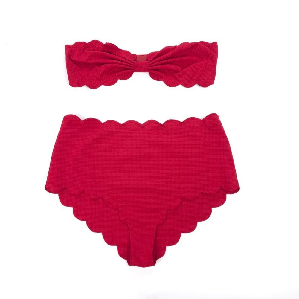 NEW Marysia Antibes Bikini Top Santa Monica Bottom Set Red Coquette Vintage Boho